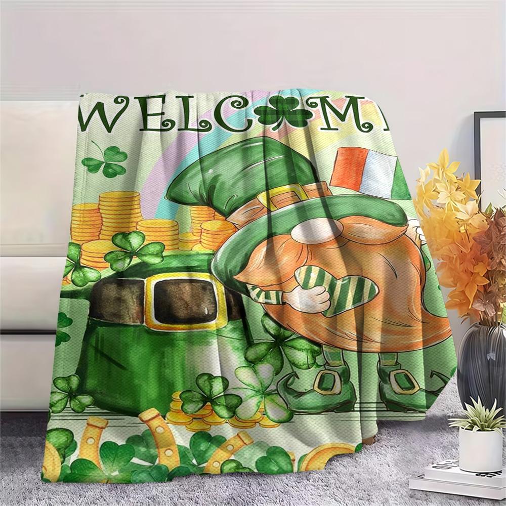 1PC Leprechaun poster Print FlAannel Blanket, High quality Comfortable for All Seasons, Home Decor, Warmth and Comfort