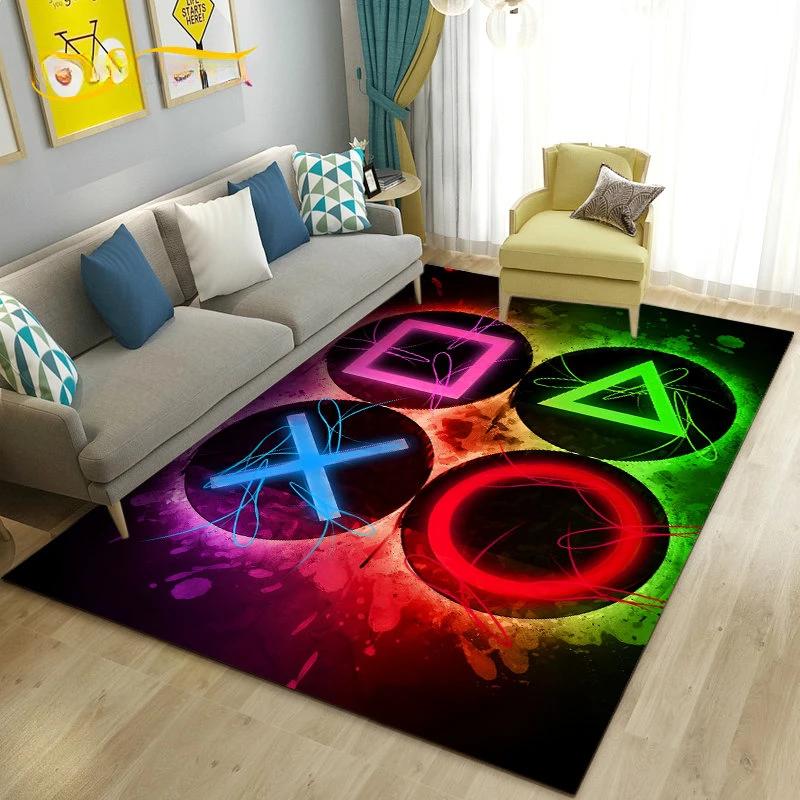 Cartoon Gamer Game Controller Carpet For Living Room Non Slip Parlour Sofa Large Area Rug Bedroom Kid Play Room Floor Mat