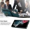 For Samsung Galaxy S22 Ultra 5G Case Card Holder Leather Coated TPU Kickstand Cover