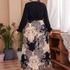 Women's Plus Size Temperament Long Dress Sheath Elastic Waist Tie Printed Sexy V-Neck Dresses