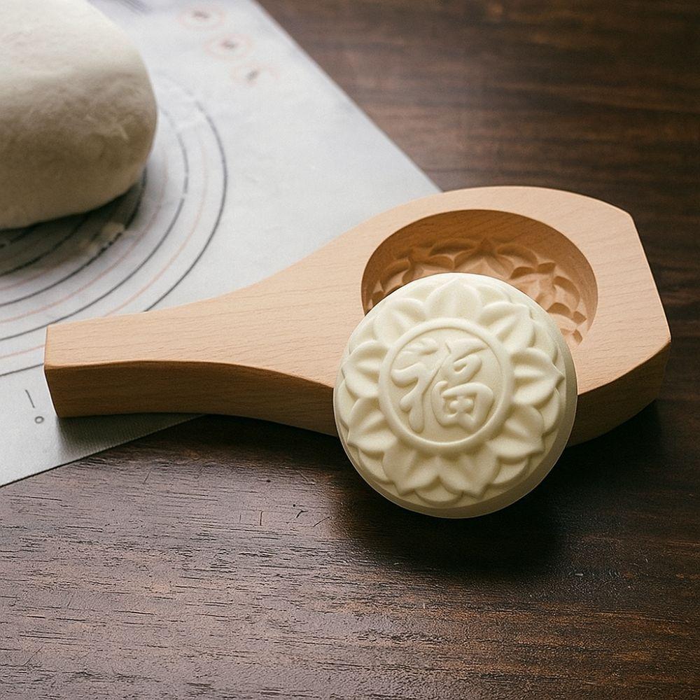 Manual Wood Baozi Mold 3D Mooncake Molds Mung Bean Cake Mold Steamed Bread Mold  Mid-autumn