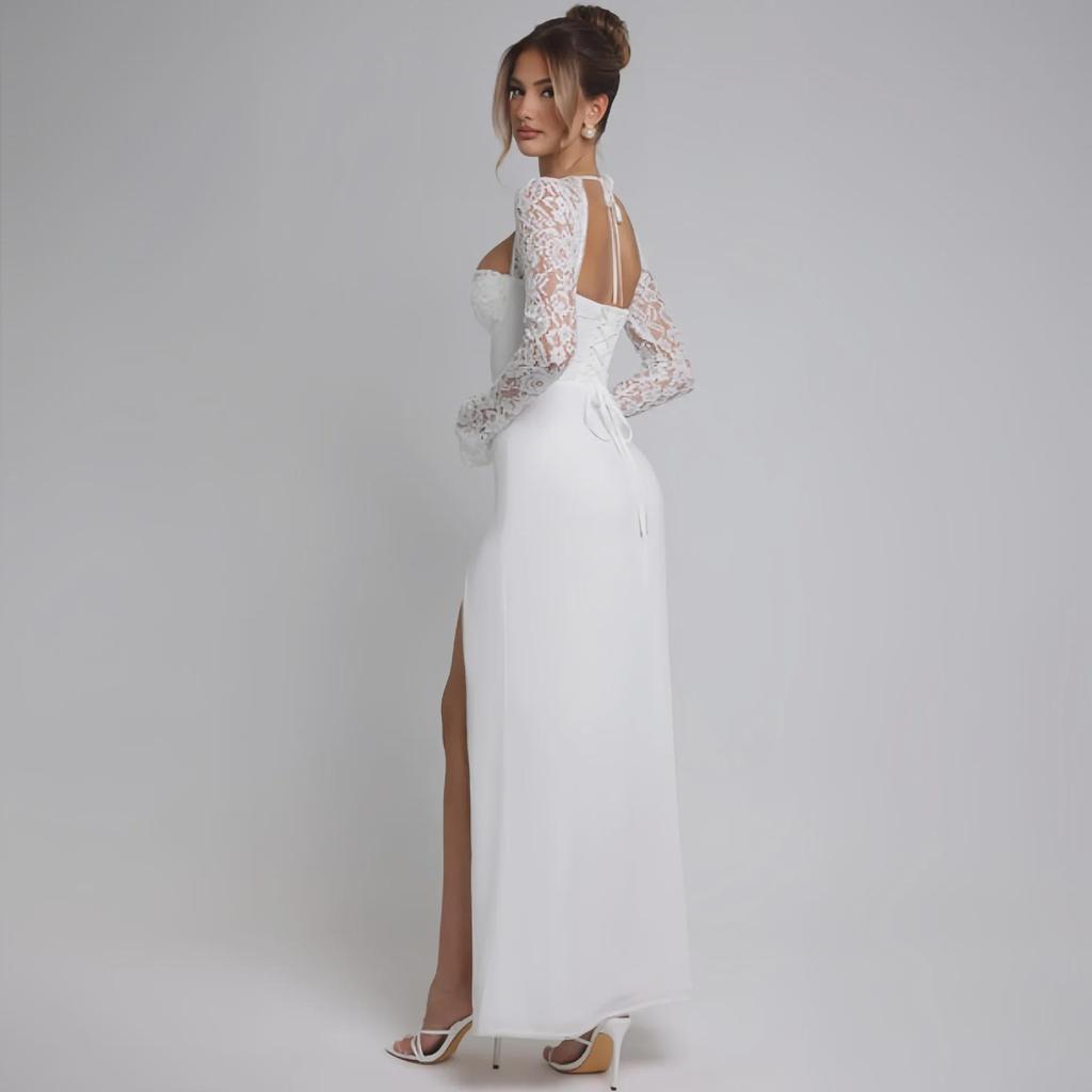 Женское сексуальное платье на шнуровке с разрезом, осень 2024 г.