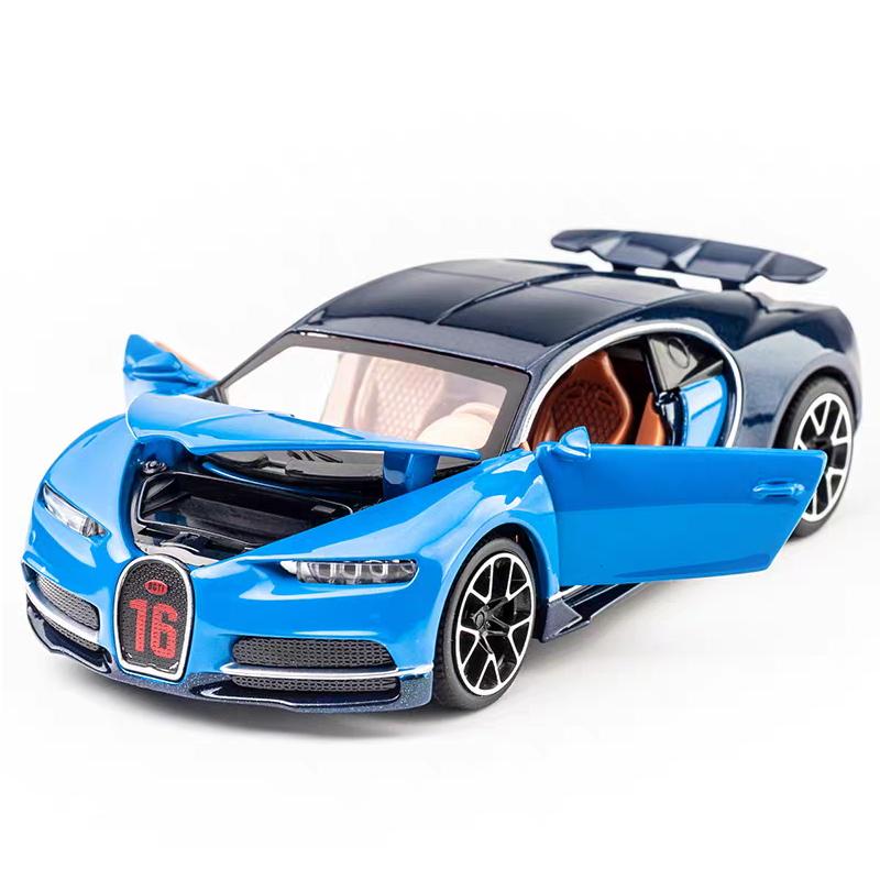 Bugatti Chiron Supersport Simulation Diecast & Toy Vehicles Sounds & Light Pull Back Car 1:32 Alloy Model Gifts For Children