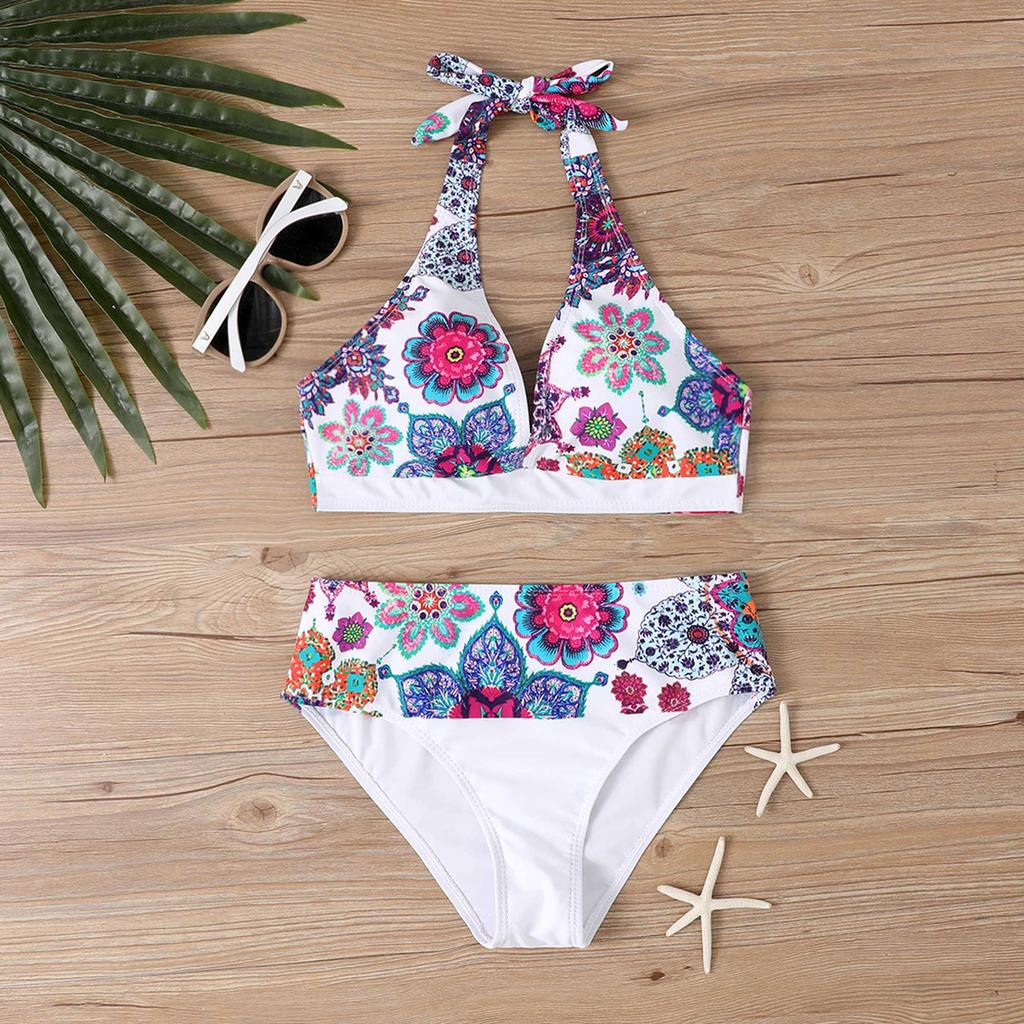 Plus Size Women Fashion Sexy Round Neck One Piece Bikini Set Slim The Sky Is Full of Stars Print Swimsuits