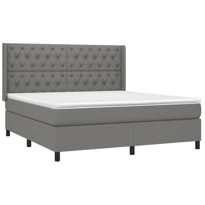 Maison Exclusive - Sommier à lattes de lit matelas LED Gris foncé 160x200 cm Tissu