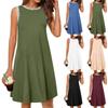 Women's Fashionable Solid Color Round Neck Loose Sleeveless Pullover Dress
