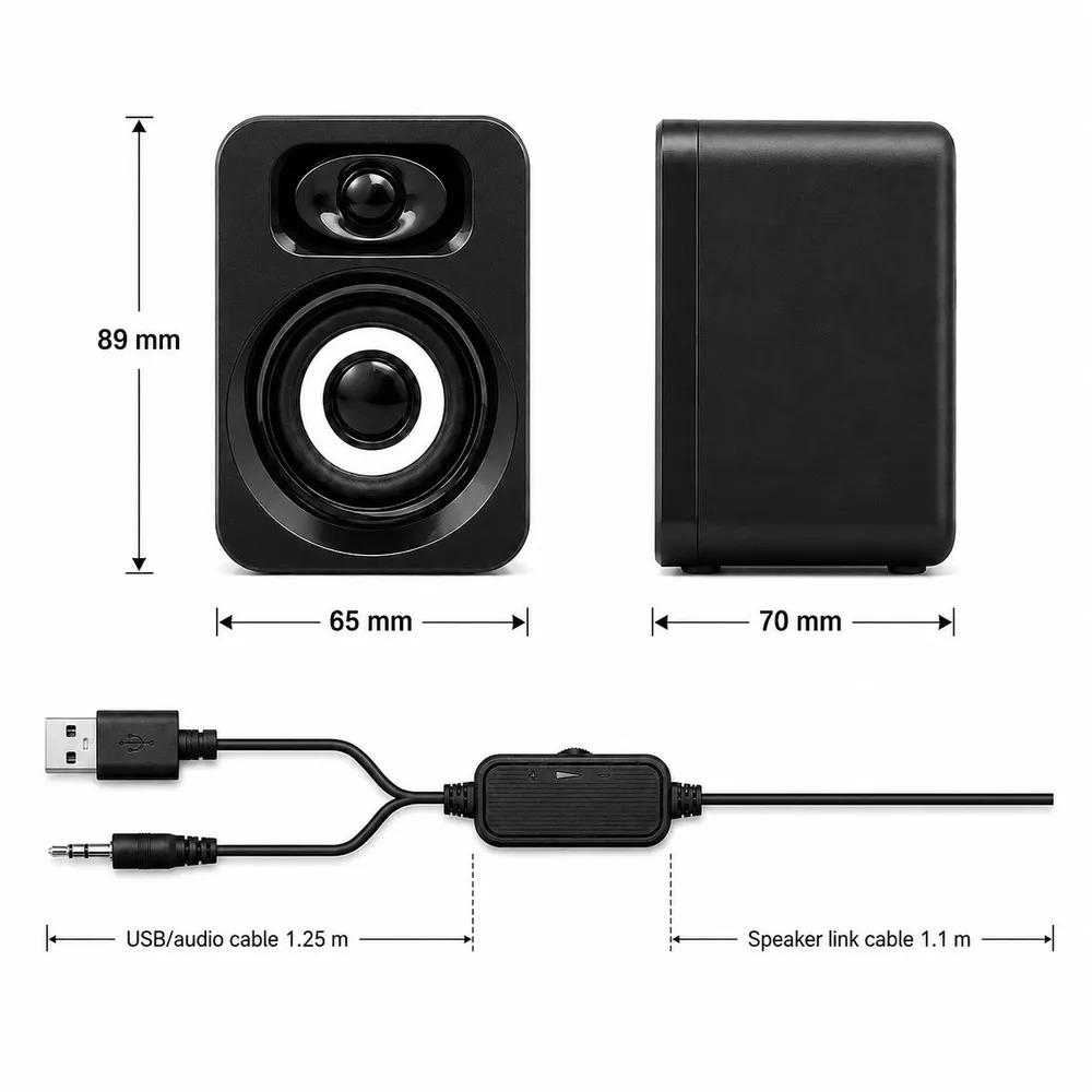 Портативные компьютерные колонки для настольного ПК 2.0 Anvil Aux 3,5 мм USB Стерео Проводные Сабвуфер Бас для Ноутбука Музыкального Плеера