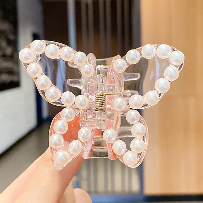 Акриловый прозрачный жемчужный зажим-бабочка, крабовые заколки для волос для женщин и девочек, акриловые шпильки, заколки, заколки, аксессуары для волос