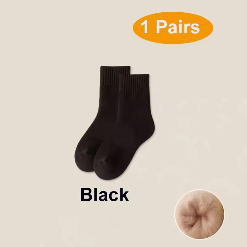 1 Pair Women's Winter Warm Socks Snow Markron Color Thick Plush Hairy Soft Postpartum Stockings Floor Sleep Socks