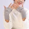 Winter Cute Bow Half Finger Gloves Women Short Stretchy Fingerless Mitten Youth Student Fashion Warm Knitting Gloves Female