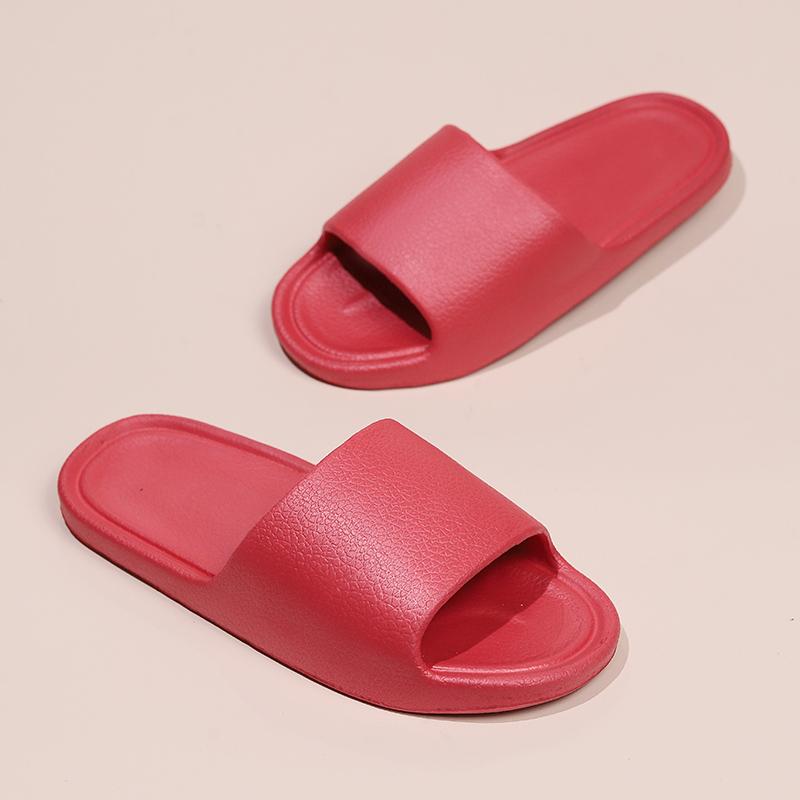 Fashion Couple Home Summer Slippers Simple Texture Solid Color Anti-skid Soft Sole Shower Slippers Outdoor Flip Flops Women Men Sandals