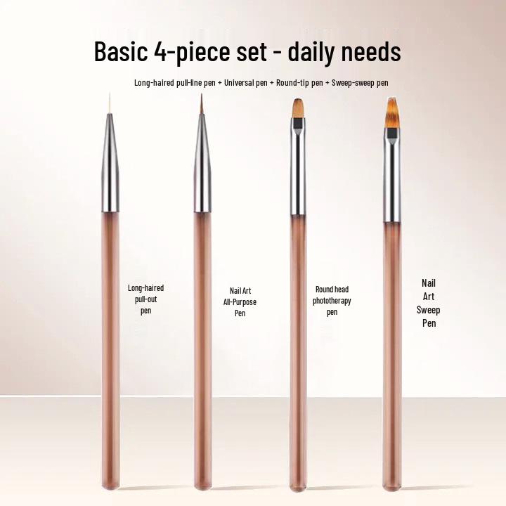 Nail Art Brush & Painting Gel Set with French Round Head & Long-lasting Base Coat