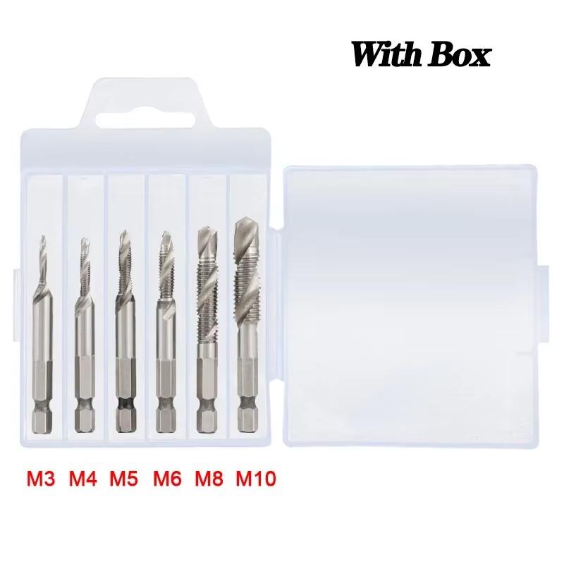Набор комбинированных сверл-метчиков из титана - Метрическая резьба M3 M4 M5 M6 M8 M10 Метчики Инструмент для нарезания резьбы Сверление зенковкой