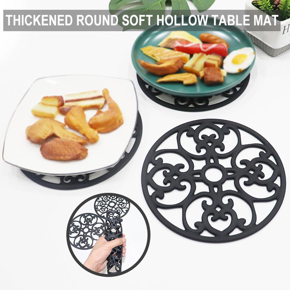 3 Pcs Silicone Pot Pad Classic Retro Style Hollowed Pattern Multipurpose Heat Resistant Insulation Mat Desktop Decoration
