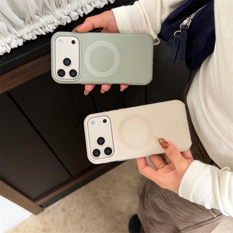 Высококачественный однотонный магнитный чехол для телефона Apple 15pro, 16pro, 17promax - Осенне-зимняя коллекция