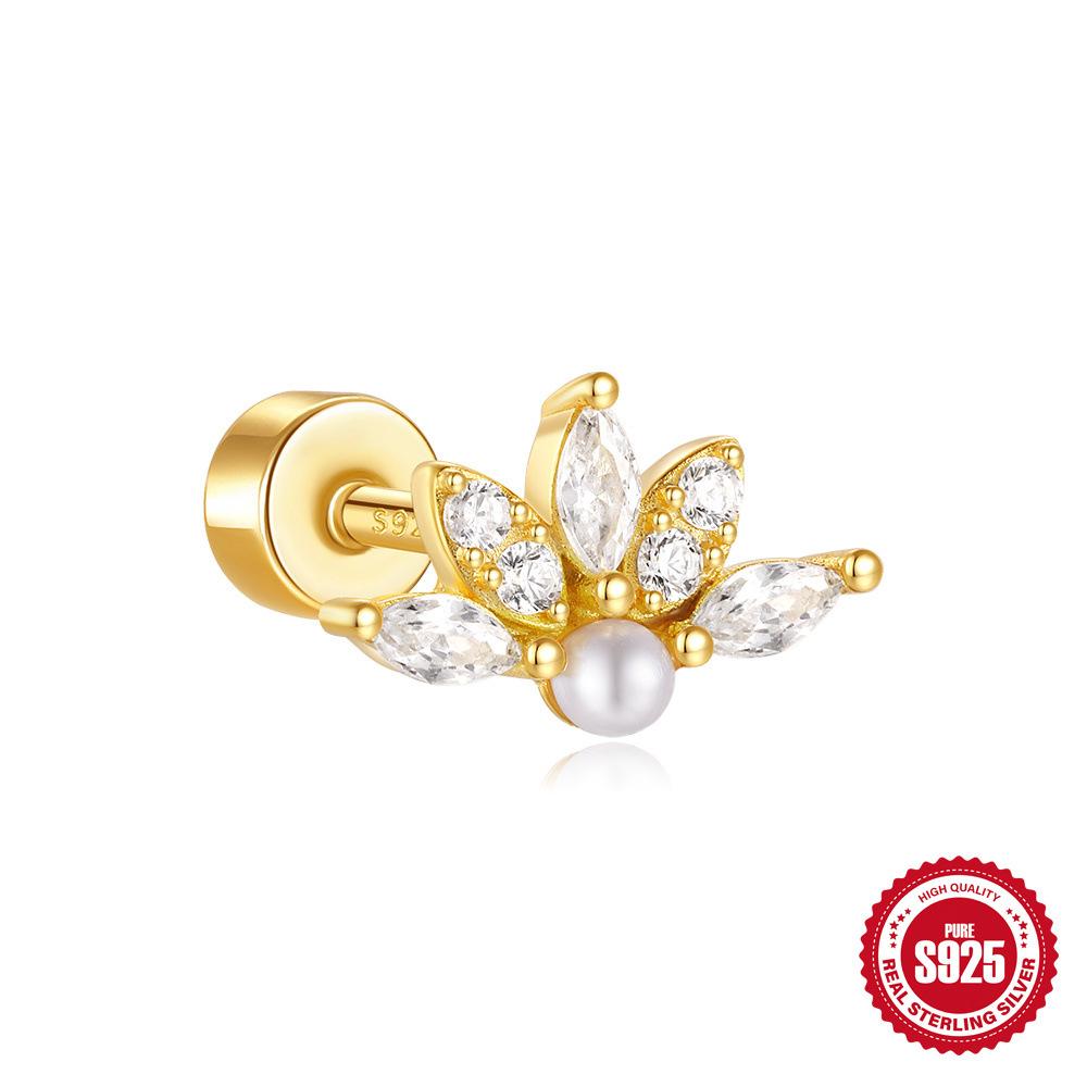 Серьги для пирсинга хряща из стерлингового серебра S925, универсальные, геометрические, с бриллиантами, спиральные, с толстым дном и плоской головкой, женские