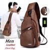 Chest Bag Casual Outdoor Travel USB Charging Port Sling Bag Leather Crossbody Bag Messenger Bags