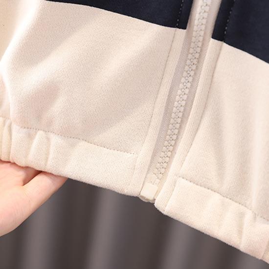 Комплект из двух предметов для мальчиков, детская одежда для мальчиков, весенняя одежда с цветными блоками, повседневная куртка на молнии, детский комплект из кардигана с длинными рукавами на весну и осень