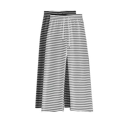 Полосатые широкие повседневные брюки для женщин, новые для весны и осени, свободного драпирующегося стиля, универсальные облегающие прямые брюки для фигуры типа «груша».