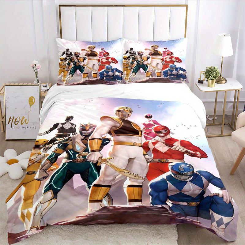 3pcs Power Rangers Themed Quilt Cover Set (1 Quilt Cover + 2 Pillowcases Without Pillow Core), High-Definition Printing for Home and Dormitory.F064