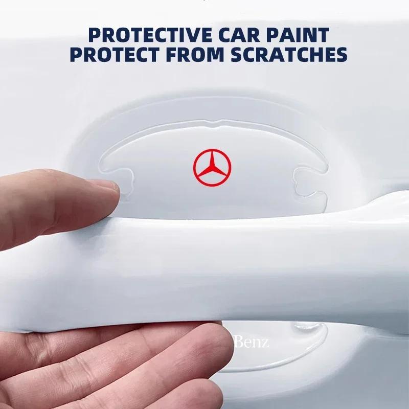 4 шт. Прозрачная наклейка на углубление ручки двери автомобиля для Mercedes Benz C180 C200 C260 C300 W108 W124 W126 W140 W168 W169 Аксессуары