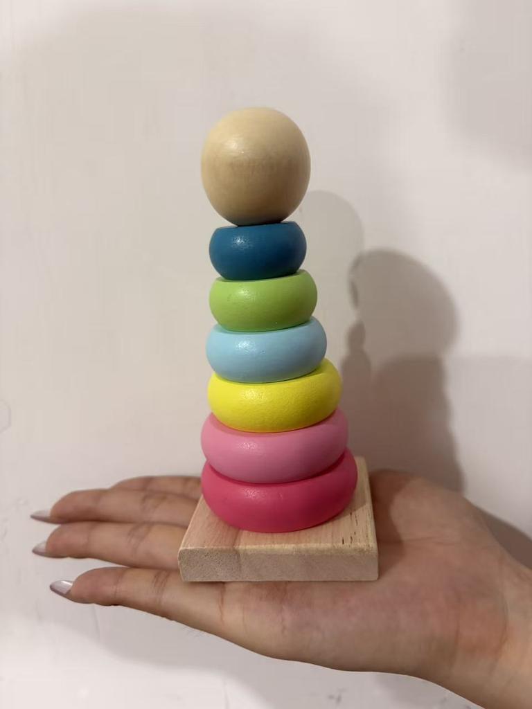 Новые детские радужная башня-кольцо, складная чашка, скрепляющие блоки, деревянные пластиковые игрушки для малышей, детские игрушки