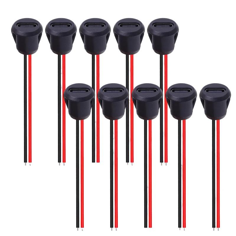 2-контактный водонепроницаемый USB-разъем Type-C с гнездом, разъем для быстрой зарядки, порт зарядки, USB-C вилка-розетка 1/5/10/20 шт.