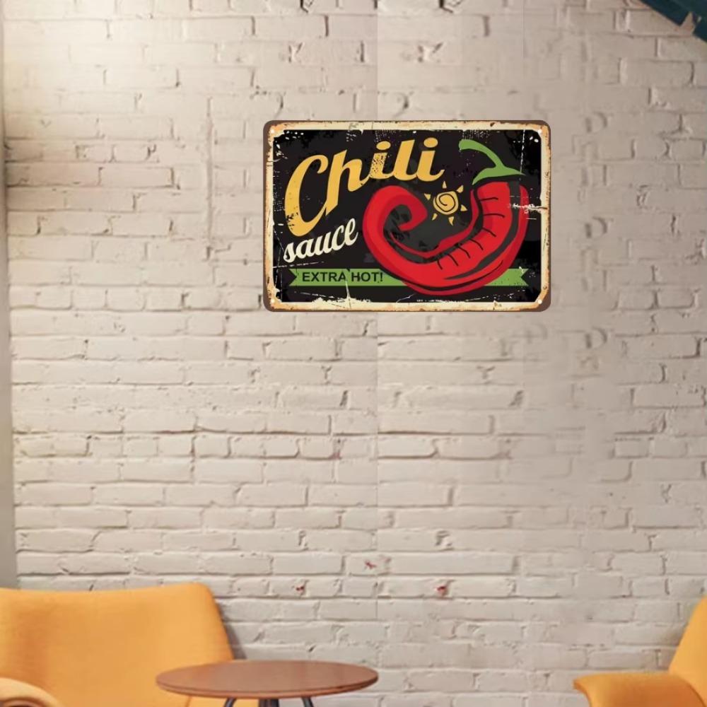 Vintage Advertisement With Chili Pepper Vintage Metal Tin Sign Wall Decor , Farmhouse Decor,20X30CM