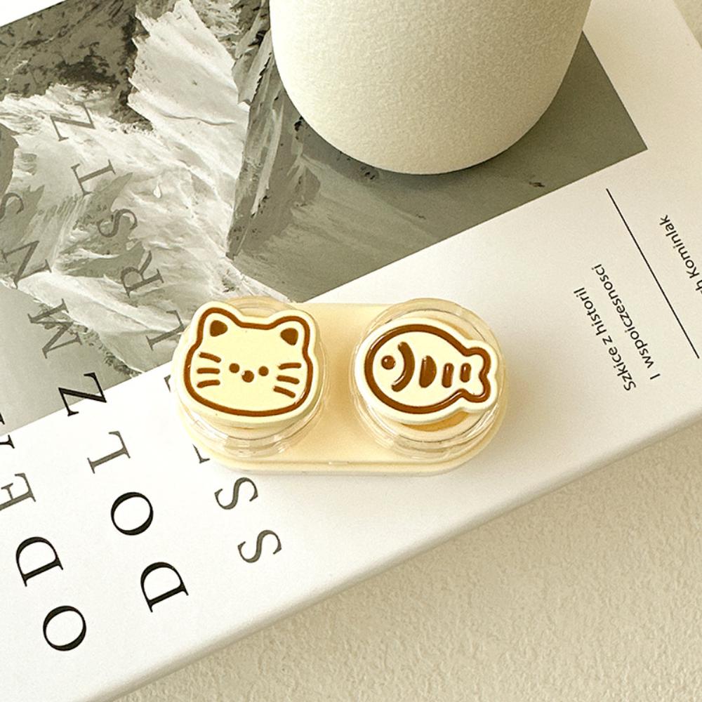 New Cute Cat Contact Lens Case Eyes Contacts Care Container Box Mini Portable Cartoon Travel Holder Storage Box Gift
