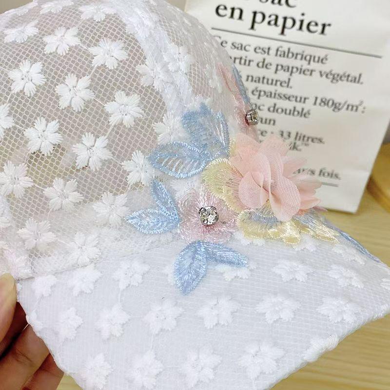 Женская сетчатая шляпа от солнца в корейском стиле с аппликацией ручной работы в виде цветка