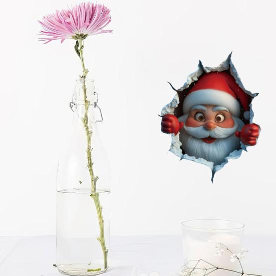 Santa Cracked Wall Decal Christmas Self-Adhesive Static Clings PVC Stickers for Car Window Room