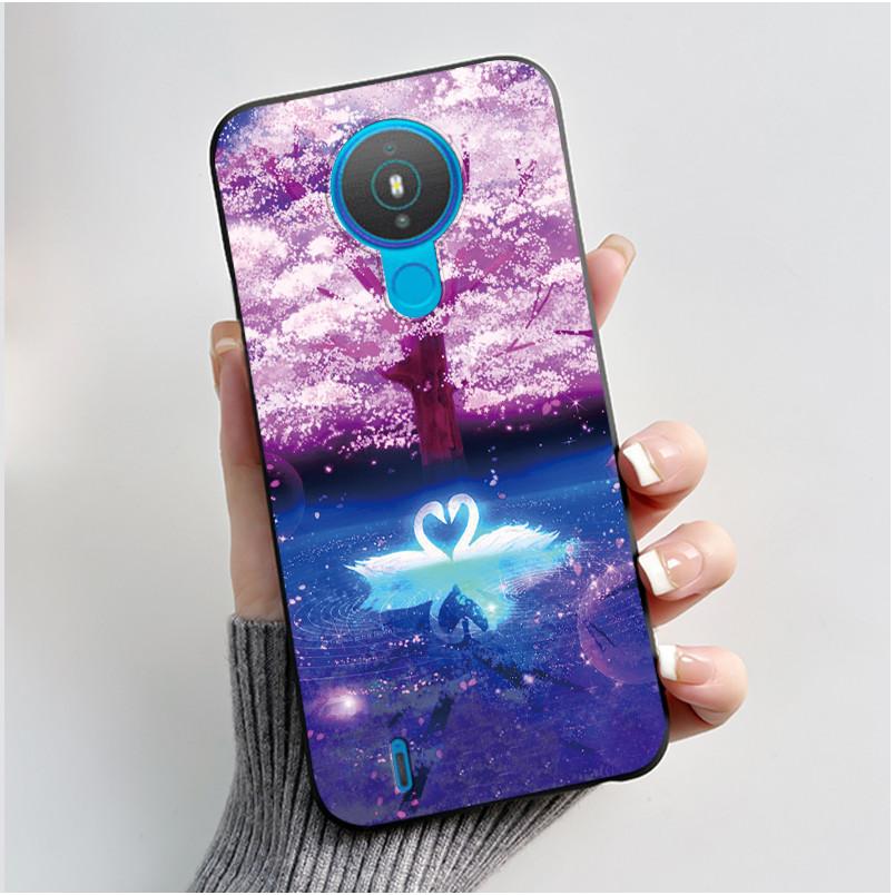 Cute Case For Nokia 1.4 / Nokia 1 / Nokia 1 Plus Capa Printing Shell Protective Cover Soft Silicone Cartoon Black Casing Fundas