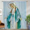 Tulle for Bedroom Christian Virgin Mary Living Room Curtain Blackout Curtains 2 Pieces Home Interior Curtains Shades Partition