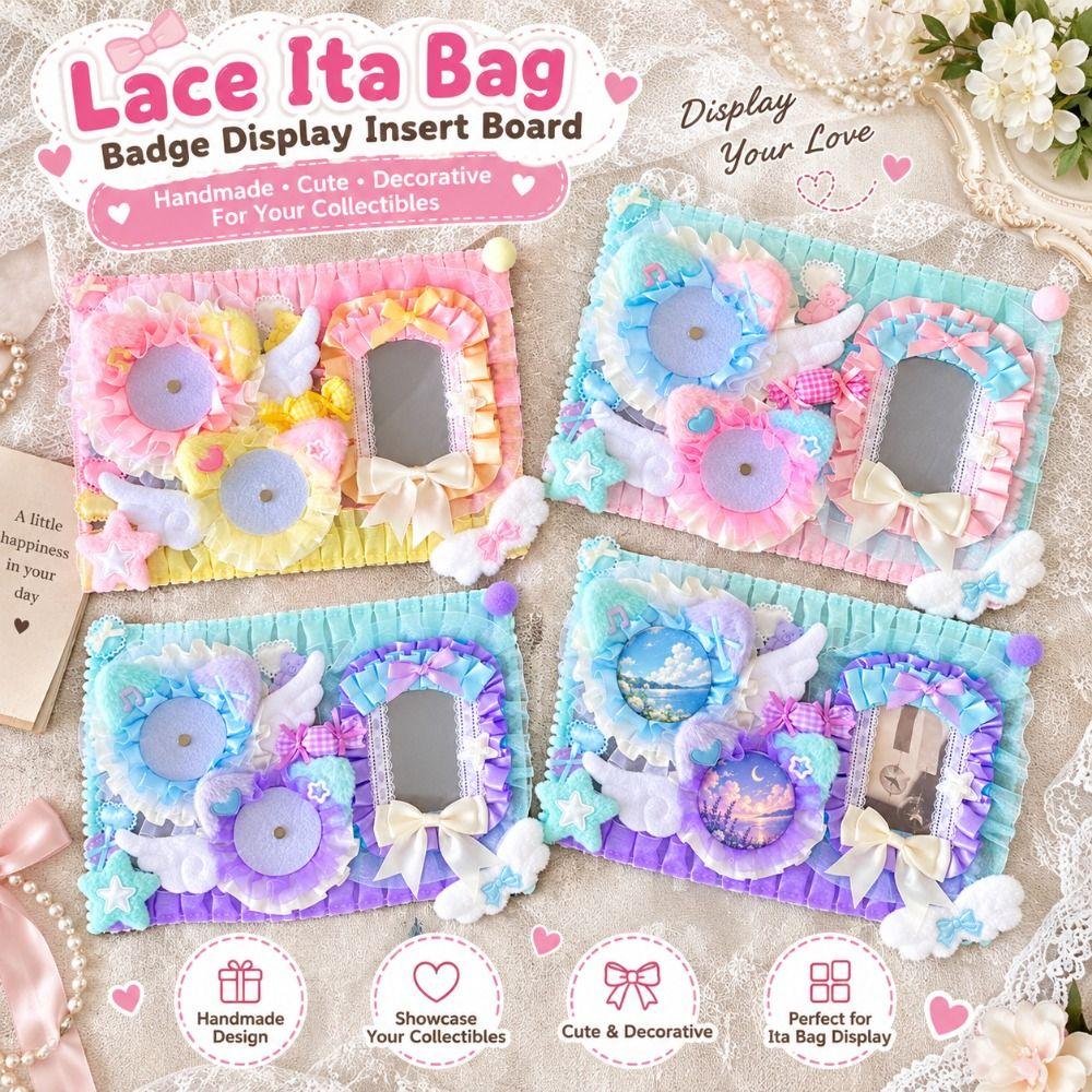 Bow Ribbon Ita Bag Badge Holder Handmade Lace Badge Display Insert Lolita Accessory