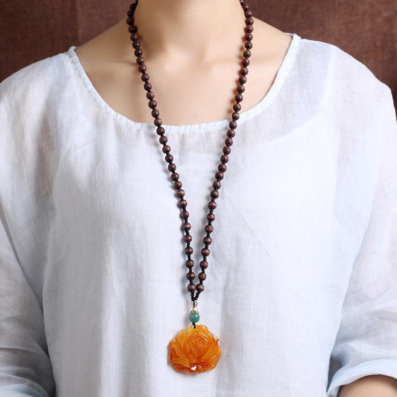 Этнический стиль бисерная подвеска из янтаря цепочка для свитера