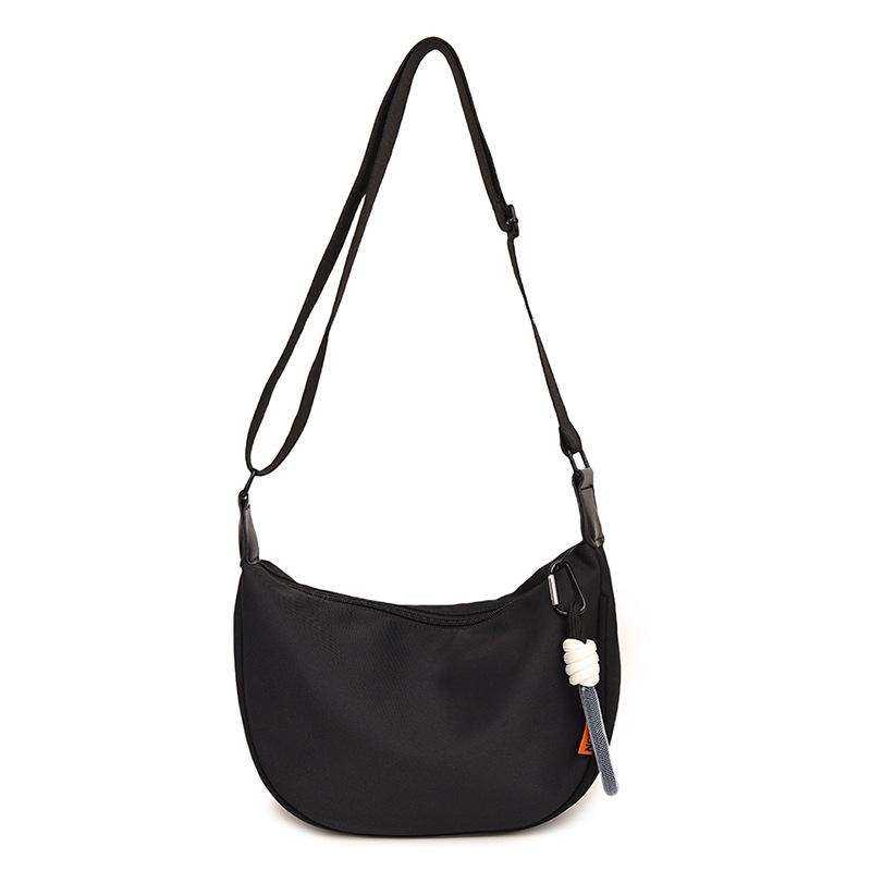 Spacious Nylon Canvas Bag Women Fall Winter New Trend Fashion Versatile Solid Color Crossbody Bag Crescent Moon Bag