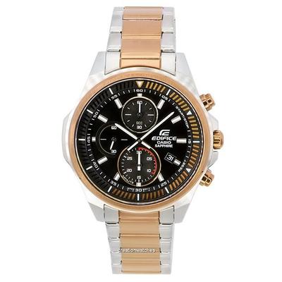 Двухцветные кварцевые мужские часы Edifice с черным циферблатом EFR-S572GS-1A EFRS572GS-1 100M