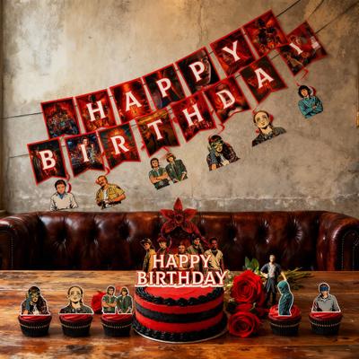 Набор украшений на день рождения включает одноразовые бумажные тарелки, салфетки, стаканчики, скатерть, баннер, принадлежности для вечеринки в стиле аниме для детей и фанатов