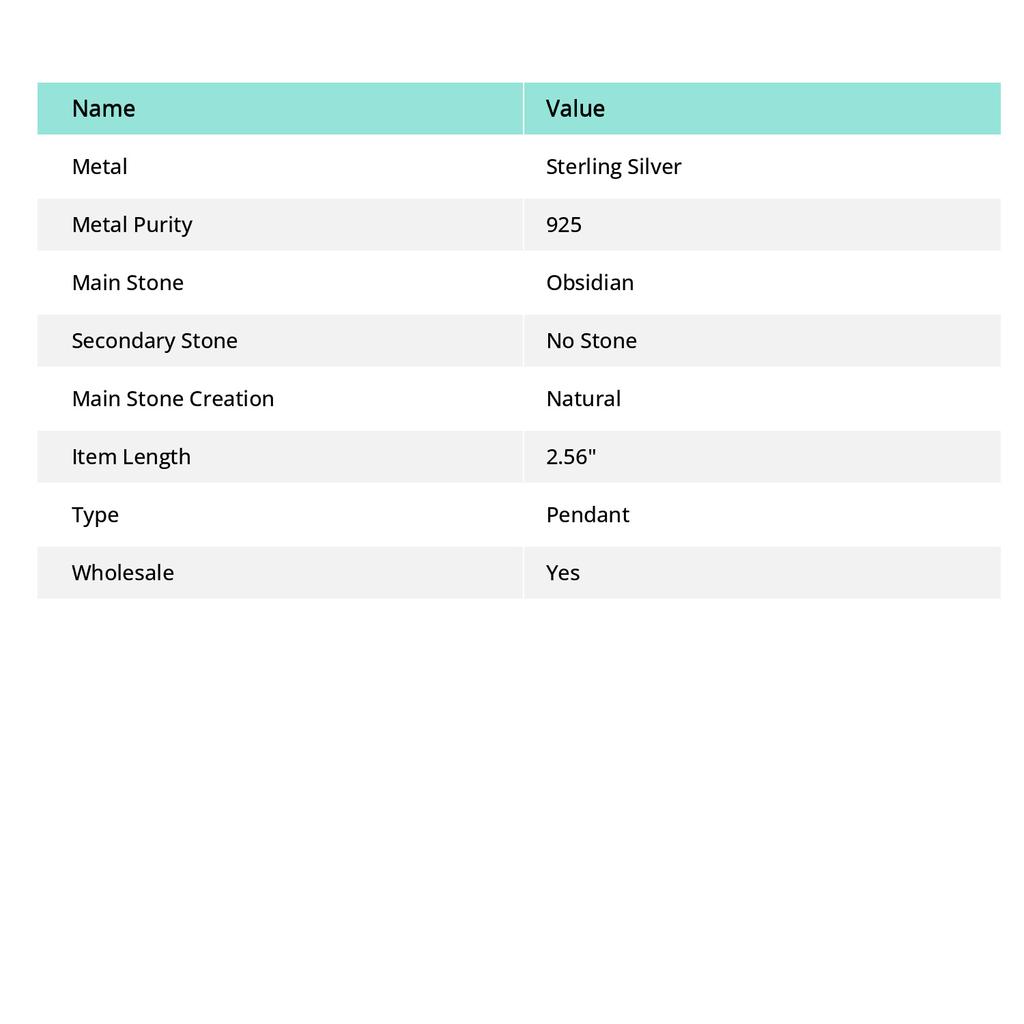 Подвеска из стерлингового серебра 925 пробы с натуральным солнечным обсидианом 2,56 дюйма O0K71