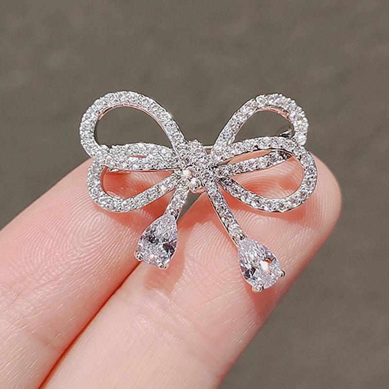Элегантный бант со стразами брошь пряжка булавка для женщин девочек бант пряжка булавка кардиган клип ювелирные изделия брошь аксессуары