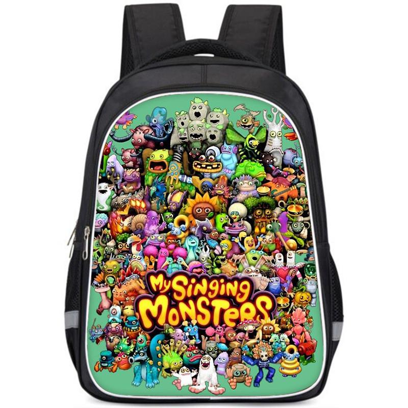 Прочный Нейлоновый Рюкзак My Singing Monsters с Яркими Принтами для Школьников