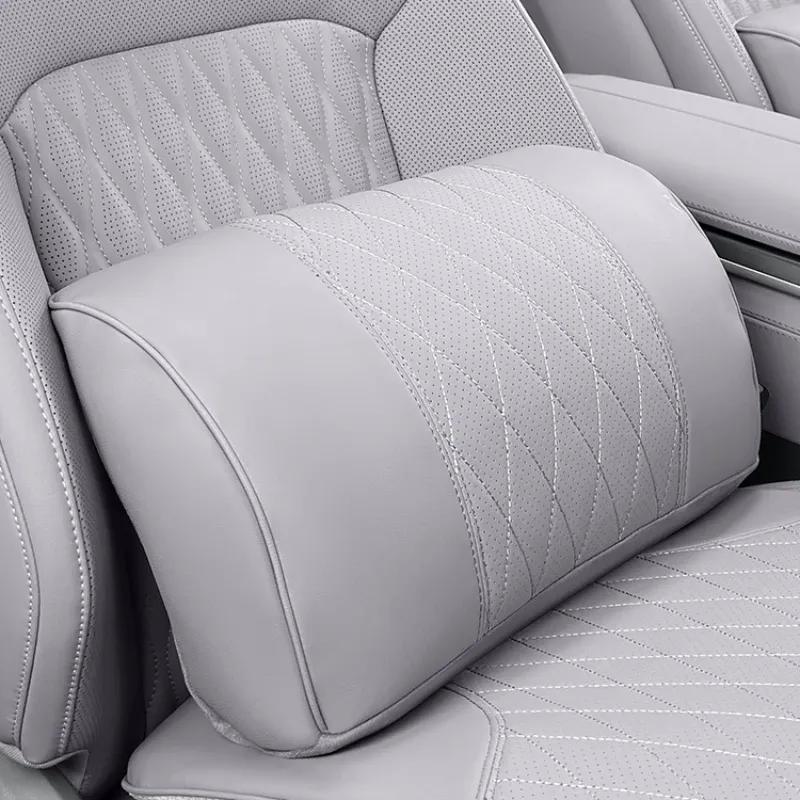 For BYD Han DMI/EV Car Leather Neck Pillow Protection Breathable Cotton Lumbar Backrest Cushion Waist Pillow Headrest Cushion