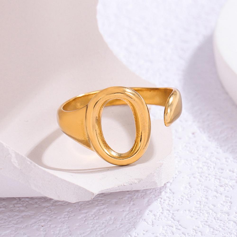 «Элегантное овальное кольцо из титановой стали — устойчивая к выцветанию позолоченная нержавеющая сталь, легкий роскошный стиль для женщин»