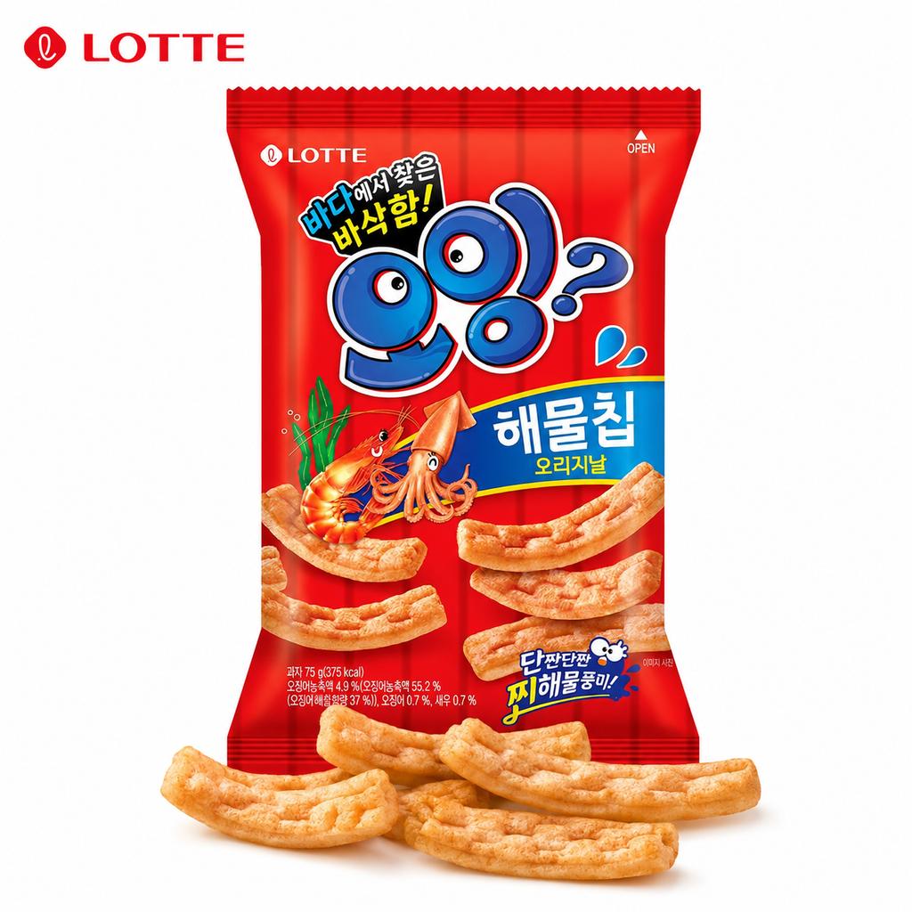 Хрустящие палочки Lotte со вкусом кальмара и креветки 75 г