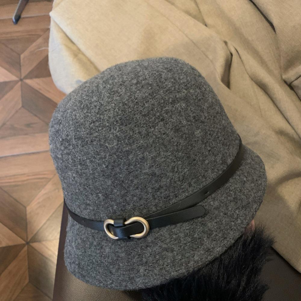 Однотонная женская официальная шляпа Элегантная шляпа-тазик Модная шерстяная шляпа-рыбак для путешествий