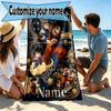 Custom Name Personalized Dragon Ball Print Beach Towel, for Trip Camping Beach Party Home Decor, Birthday Gift for Family & Friends