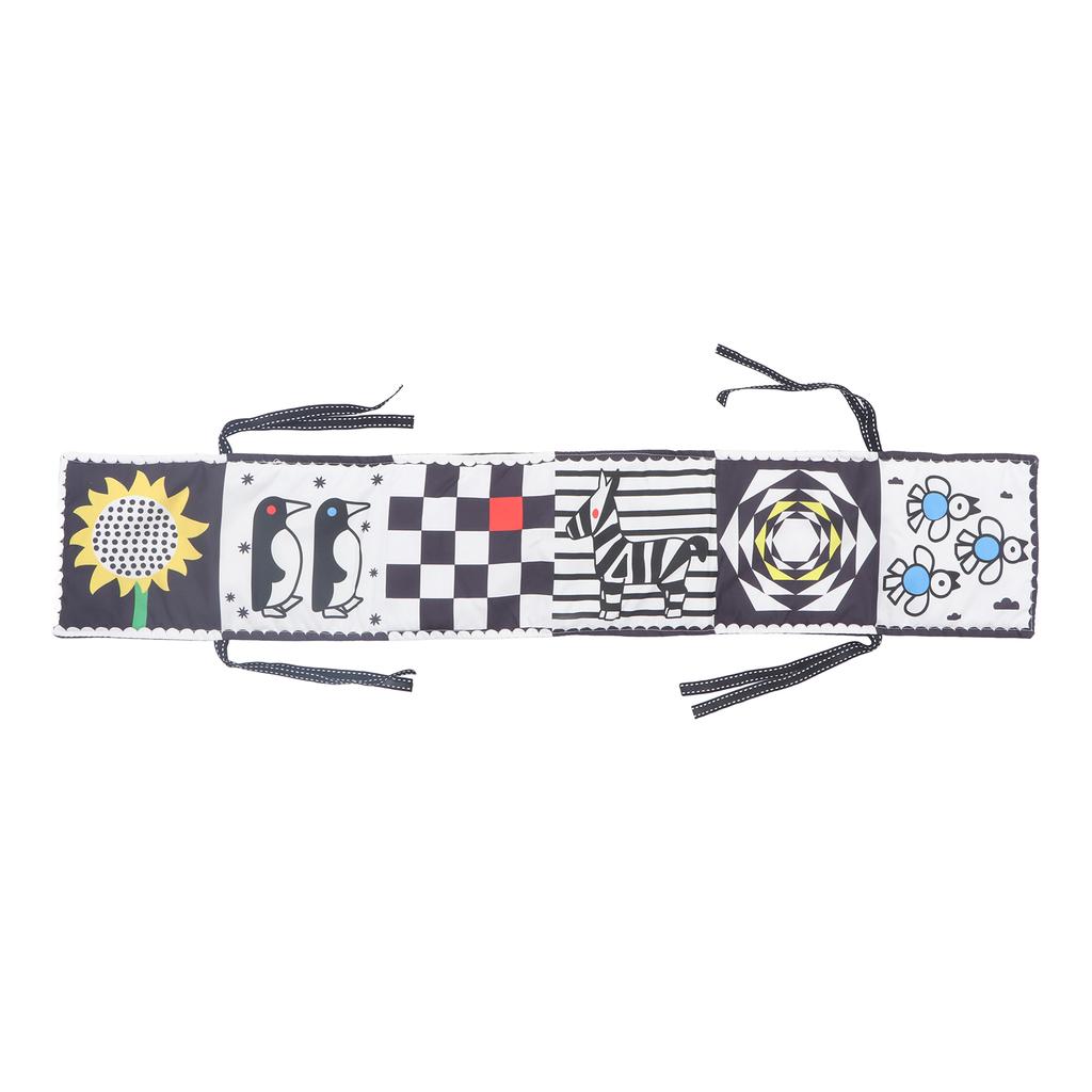 12 Pages Baby Cloth Book Double Sided Black and White Bed Surround Cloth Book for Early Education