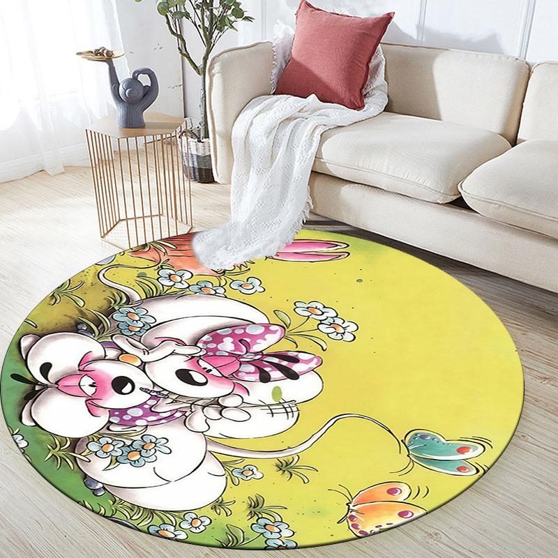 Diddl Cartoon pattern round rug,Carpet Rug for Living Room Bedroom Playroom ,Non-slip Floor Mat,Holiday Gifts and Birthday Gifts.