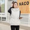Women Autumn Winter Hooded Collar Sleeveless Solid Color Drawstring Warm Coat Vest