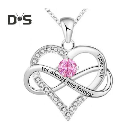 Ожерелье в форме сердца для женщин, романтичное, с надписью «Я люблю тебя вечно», ожерелье с подвеской в форме сердца из кубического циркония на День святого Валентина, подарок на годовщину